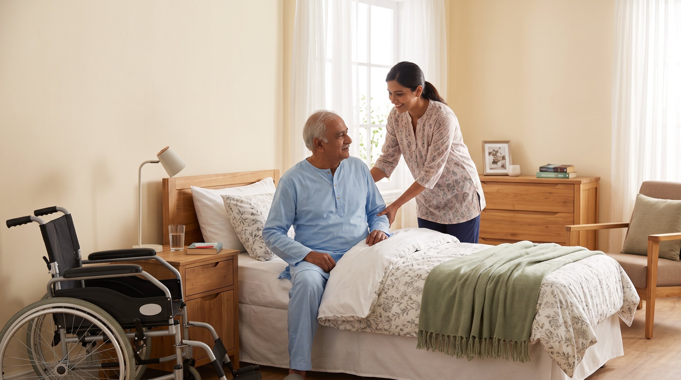 A caregiver providing transition care at Novara Senior Living